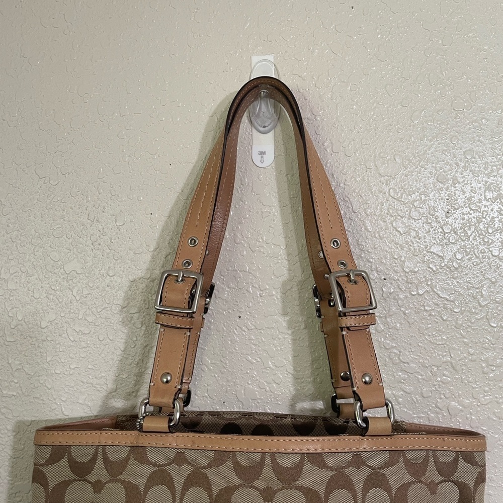 Coach Tan and Brown Signature Tote - Picture 4 of 11